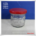 150ml Hexagonal Glass Jars with Red Twist-off Lids
